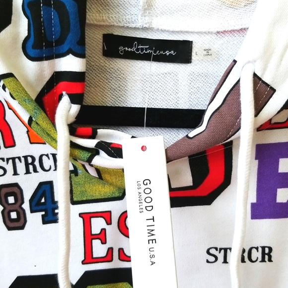 Multi Colored Lettered/ Numbered Hooded Sweater Dress - Picture 7 of 8